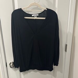 VENUS Black Tie Front Relaxed Blouse